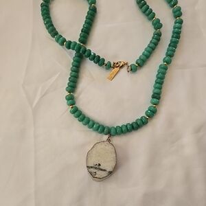Elegant Chrysoprase Apple Green Beaded Necklace Rondelle Stones